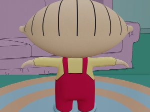 stewie griffin from family guy - rigged low-poly Model 3D
