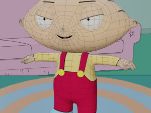 stewie griffin from family guy - rigged low-poly Model 3D
