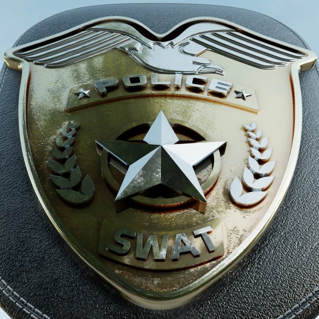 swat police badge photorealistic pbr low-poly 3D Model .c4d .max .obj .3ds .fbx .stl .blend 