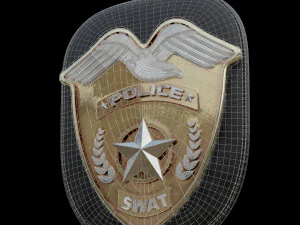 distintivo della polizia swat fotorealistico pbr low-poly Modello 3D