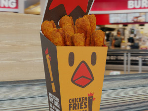 burger king chicken fries photorealistic low poly pbr 3D Model