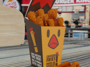 burger king chicken fries photorealistic low poly pbr 3D Model