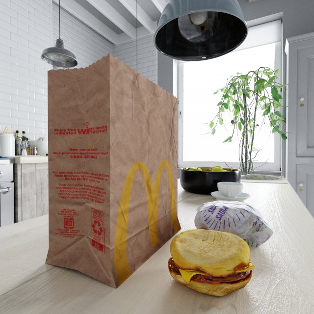 mcdonalds sausage mcmuffin photorealistic low poly pbr low-poly Modelo 3D .c4d .max .obj .3ds .fbx .stl .blend 