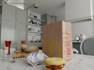 mcdonalds sausage mcmuffin photorealistic low poly pbr low-poly Modelo 3D