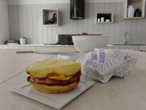 mcdonalds sausage mcmuffin photorealistic low poly pbr low-poly Modelo 3D