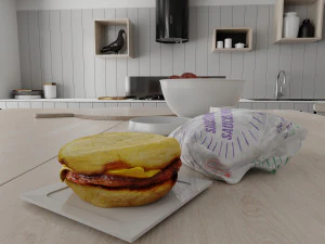 mcdonalds sausage mcmuffin photorealistic low poly pbr low-poly 3D Model