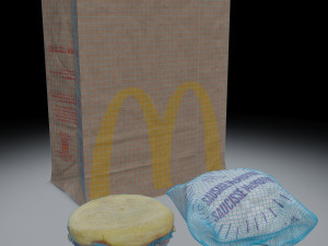 mcdonalds sausage mcmuffin photorealistic low poly pbr low-poly Modelo 3D