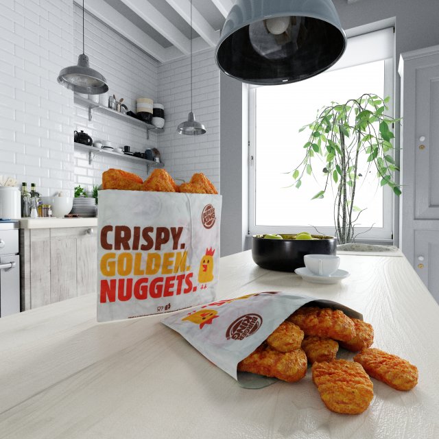 burger king nuggets photorealistic pbr low-poly 3D Модель .c4d .max .obj .3ds .fbx .stl .blend 