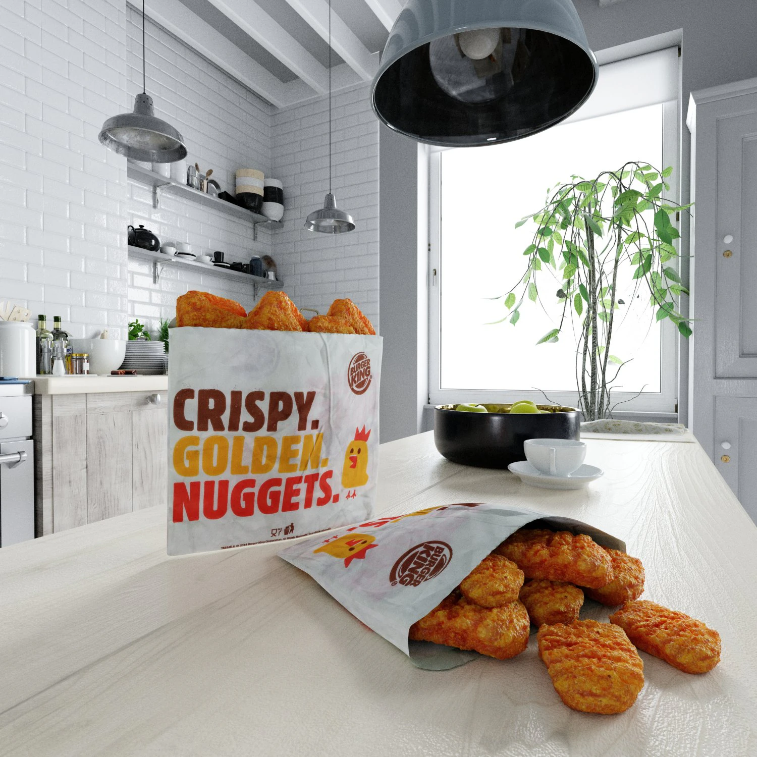 burger king nuggets photorealistic pbr low-poly 3D Model .c4d .max .obj .3ds .fbx .stl .blend
