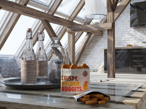 burger king nuggets photorealistic pbr low-poly 3D Модель