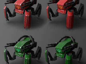 Sci-fi spider robot Game Ready Low-poly 3D rigged model 9 in 1 3D Model