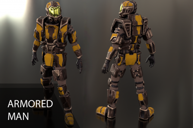 Armored man - low-poly game ready model Low-poly Modelo 3D .c4d .max .obj .3ds .fbx .stl .blend 