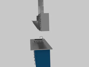 Loft kitchen with blue facades 3D Model