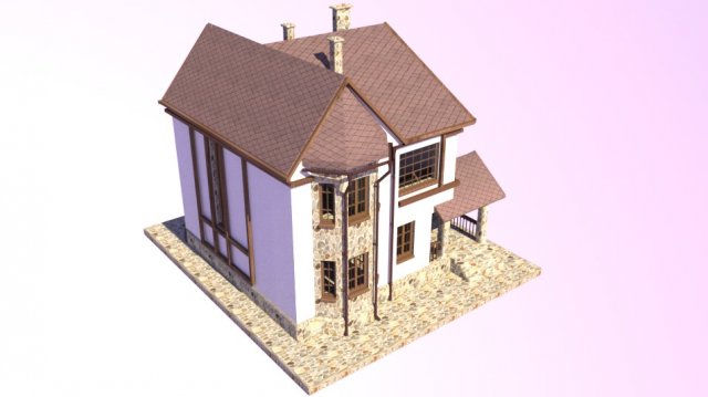 Cotegge Fachwerk Style 3Dモデル .c4d .max .obj .3ds .fbx .stl .blend 