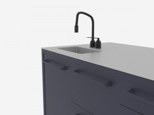 Kitchen Counter Top with Sink Loft style Modello 3D