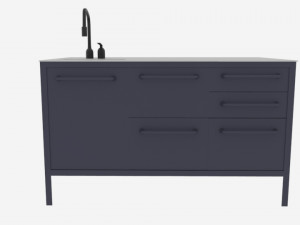 Kitchen Counter Top with Sink Loft style Modello 3D