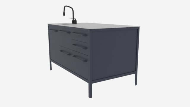 Kitchen Counter Top with Sink Loft style Modello 3D .c4d .max .obj .3ds .fbx .stl .blend 