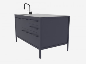 Kitchen Counter Top with Sink Loft style 3D Model