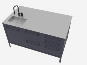 Kitchen Counter Top with Sink Loft style Modello 3D