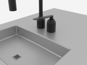 Kitchen Counter Top with Sink Loft style Modello 3D