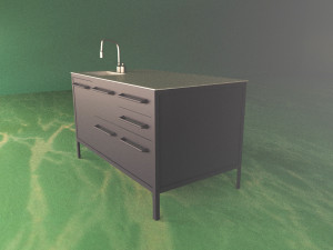 Kitchen Counter Top with Sink Loft style Modello 3D