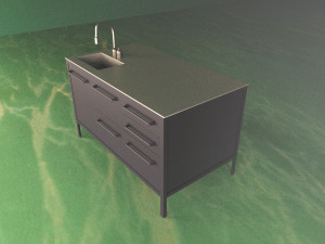 Kitchen Counter Top with Sink Loft style Modello 3D
