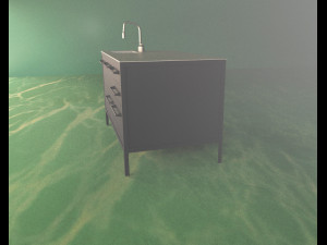 Kitchen Counter Top with Sink Loft style Modello 3D