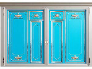 Portail classique &agrave; motif antique argent&eacute; et dor&eacute; Modèle 3D