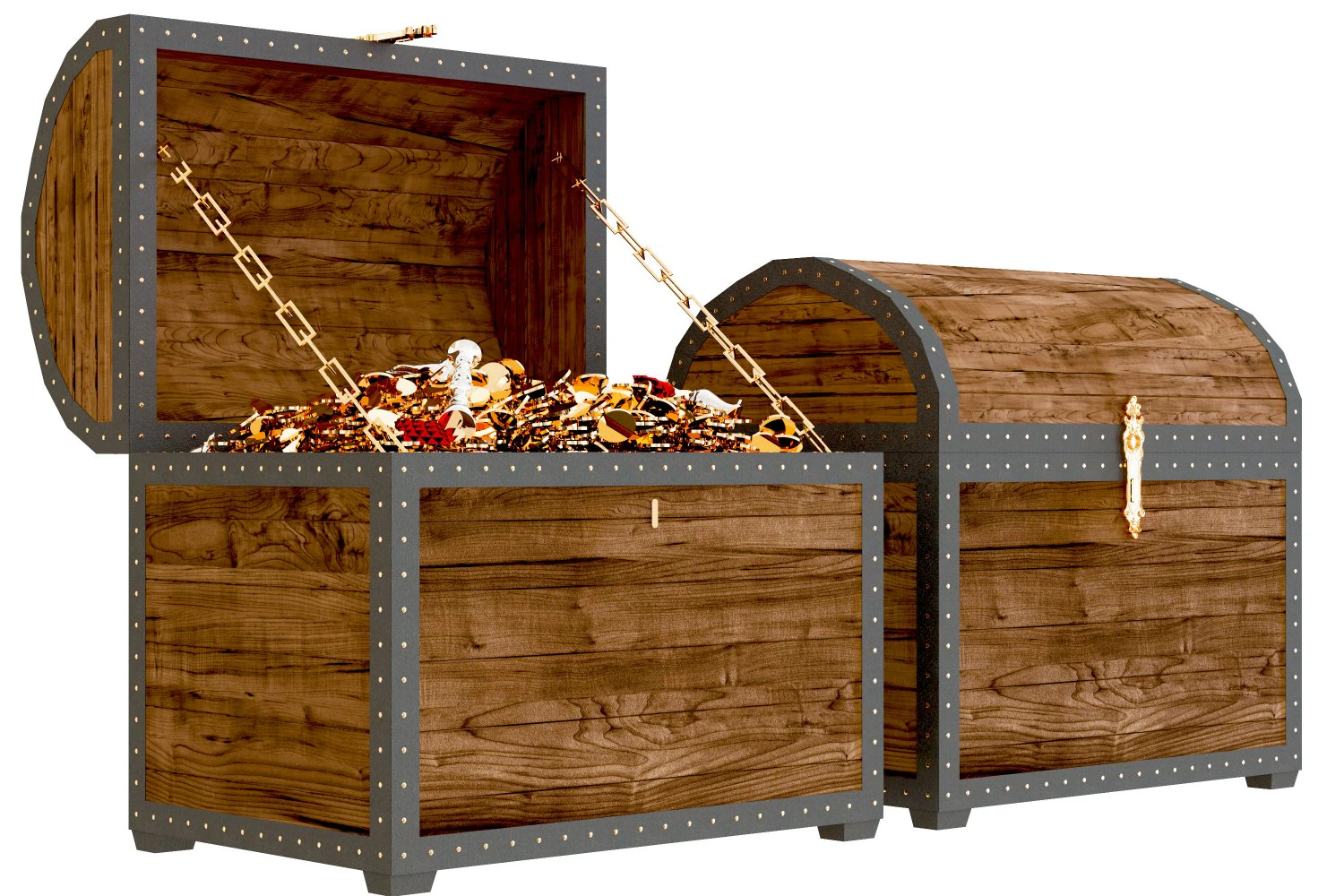 Treasure chests 3D Model .c4d .max .obj .3ds .fbx .stl .blend 