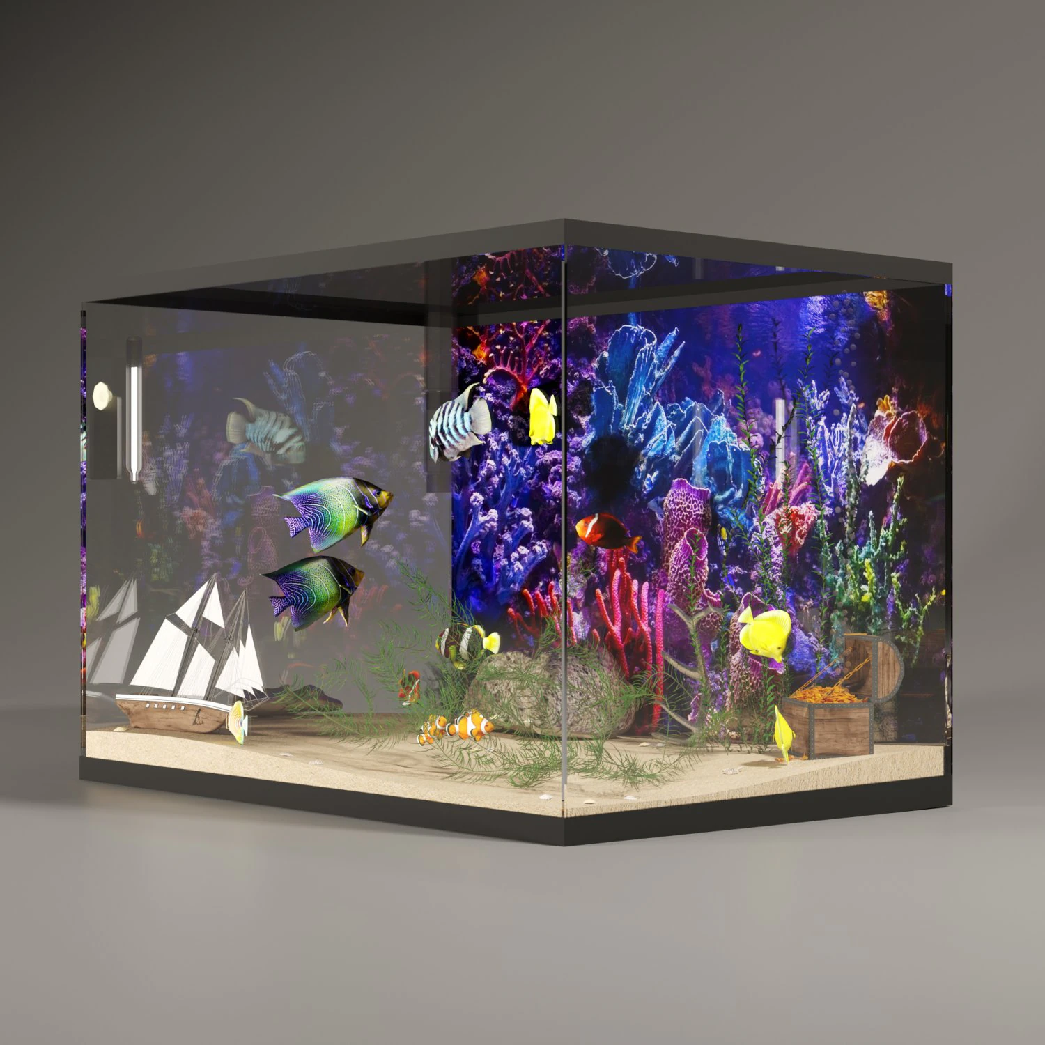 Aquarium 3D Model .c4d .max .obj .3ds .fbx .stl .blend 