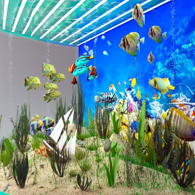 Aquarium 3D Model in Fish 3DExport