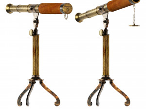 Antique Telescope and tripod 3D Model