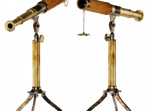 Antique Telescope and tripod 3D 模型