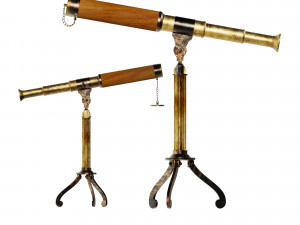 Antique Telescope and tripod 3D 模型