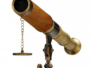 Antique Telescope and tripod 3D Model