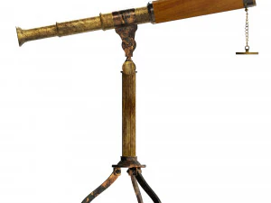 Antique Telescope and tripod 3D Model
