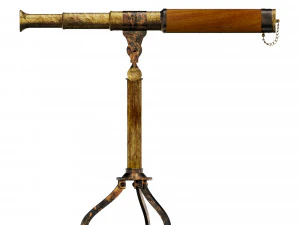 Antique Telescope and tripod 3D Model