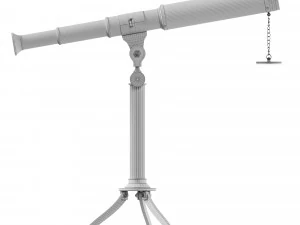Antique Telescope and tripod 3D Model