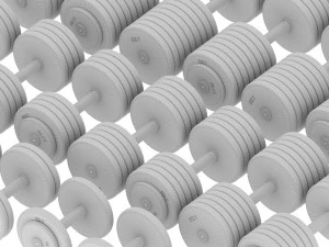 Conjunto de 20 halteres de 5 a 100 kg Modelo 3D