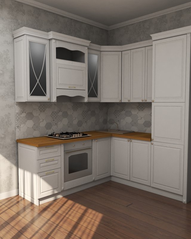 white kitchen 3D Model .c4d .max .obj .3ds .fbx .stl .blend