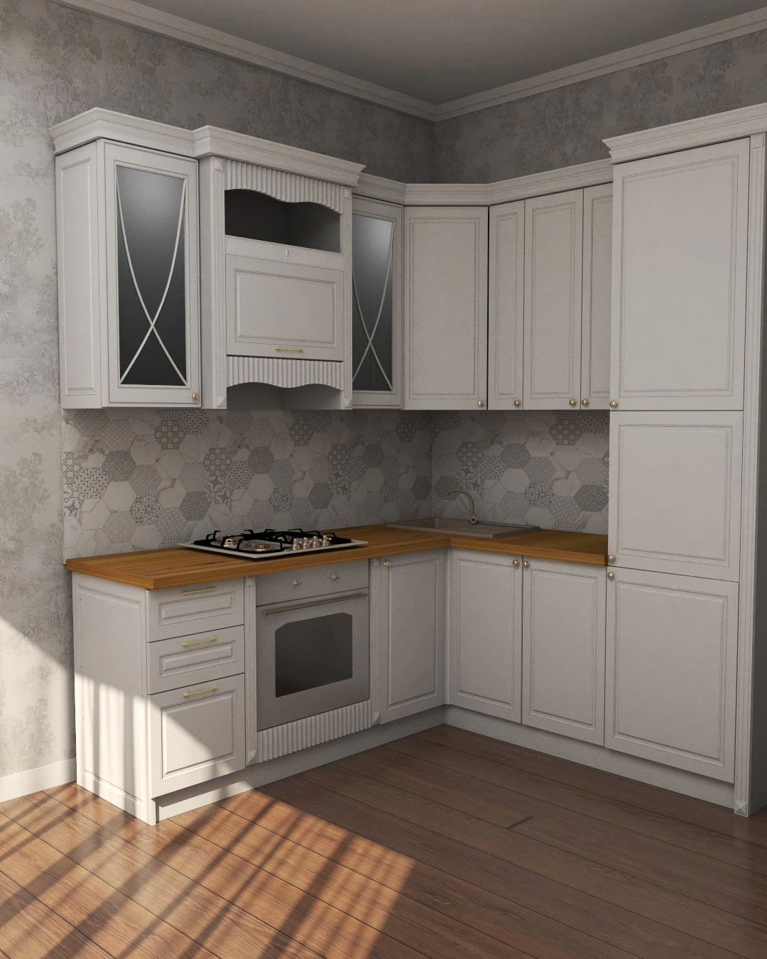 white kitchen 3D Model .c4d .max .obj .3ds .fbx .stl .blend 