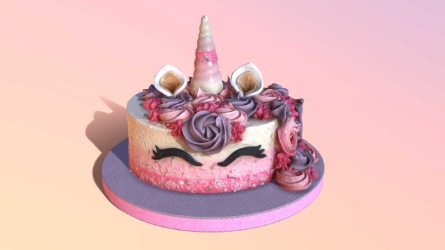 Unicorn Cake 3Dモデル .c4d .max .obj .3ds .fbx .stl .blend 