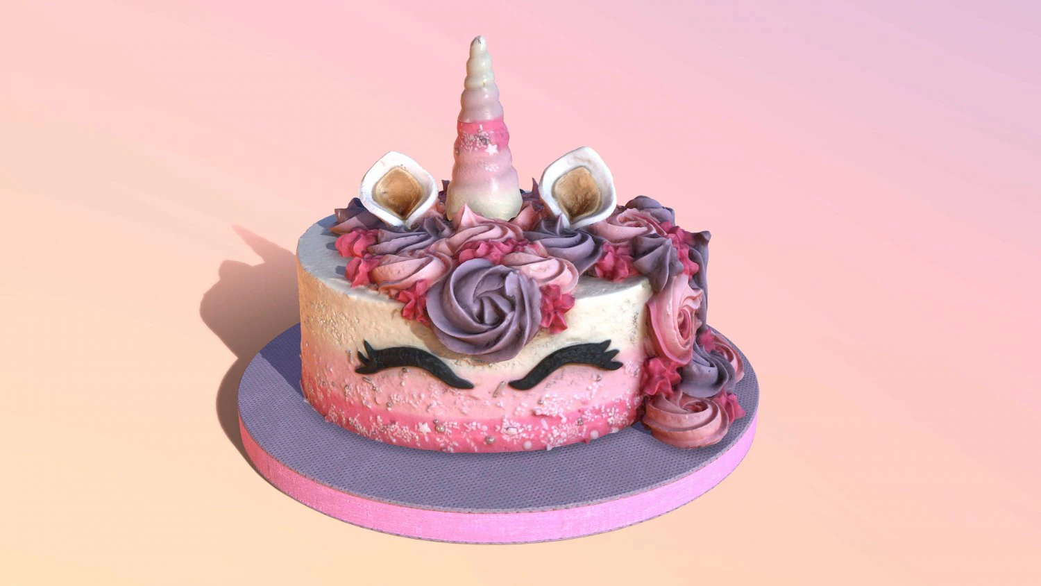 Unicorn Cake 3D Model .c4d .max .obj .3ds .fbx .stl .blend 