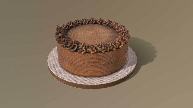 Chocolate Buttercream Cake 3D Model .c4d .max .obj .3ds .fbx .stl .blend 