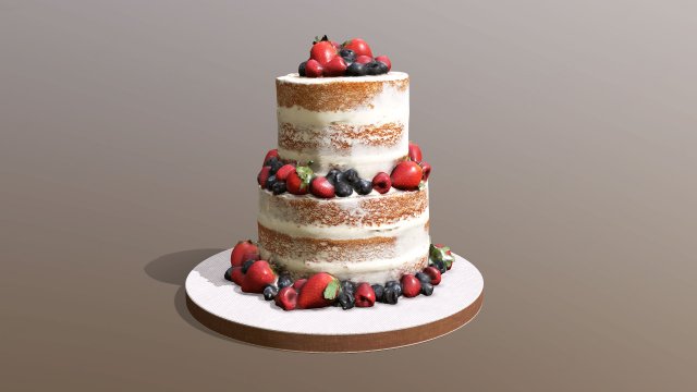 Semi Naked Berry Cake Modello 3D .c4d .max .obj .3ds .fbx .stl .blend 