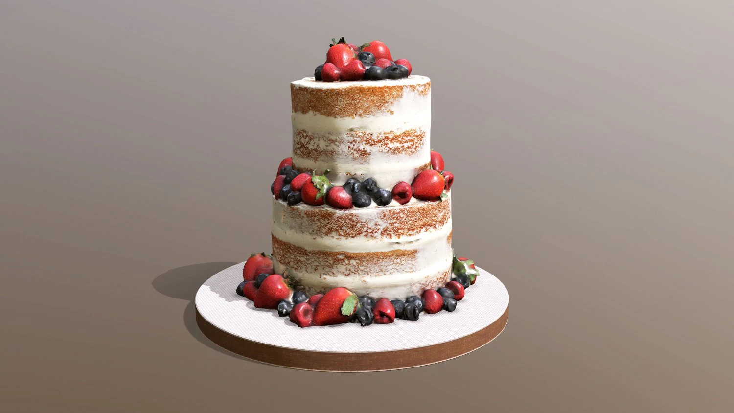 Semi Naked Berry Cake 3D Model .c4d .max .obj .3ds .fbx .stl .blend