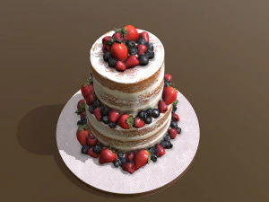 Semi Naked Berry Cake 3D Model