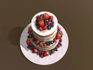 Semi Naked Berry Cake 3D Model