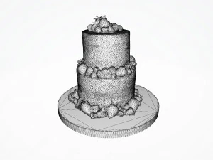 Semi Naked Berry Cake 3D Model
