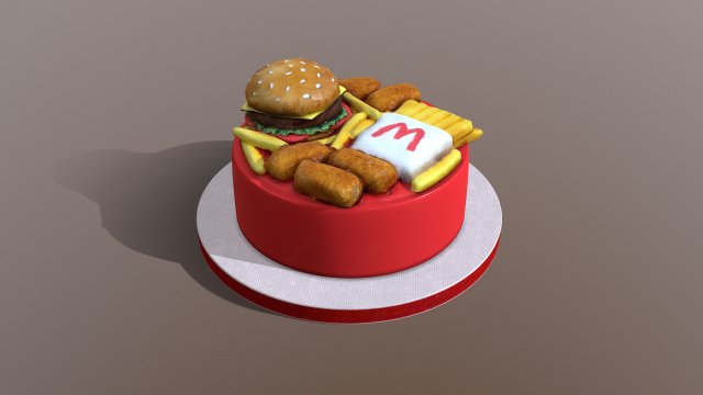 Burger Menu Cake Modelo 3D .c4d .max .obj .3ds .fbx .stl .blend 